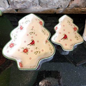 NEW Temp-tations 2 pc Poinsettia & Cardinal Nesting Bakeware FREE Shipping!!